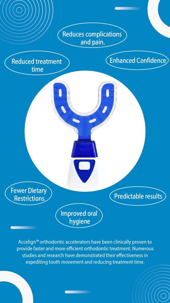 Adult patient biting on Accelign device to seat Invisalign trays properly
